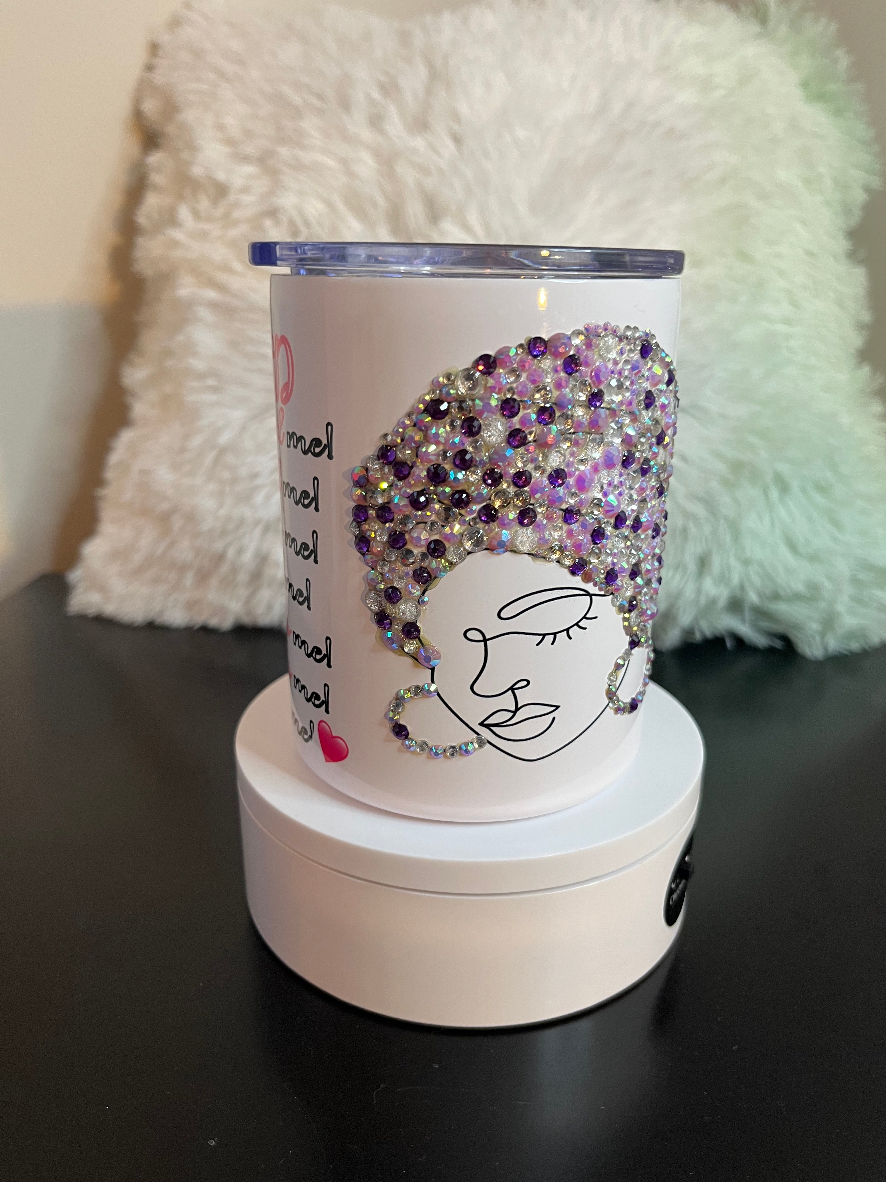 12 oz Purple Diamond Diva Bling Coffee Mug– Custom Glam Rhinestone Coffee Cup