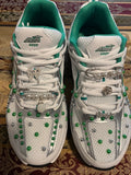 Emerald Elegance Bling Sneakers – Custom Pearl & Charm Fashion Shoes