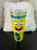 40oz SpongeBob Inspired Lava Flow Tumbler – Custom Glitter Snow Globe Cup