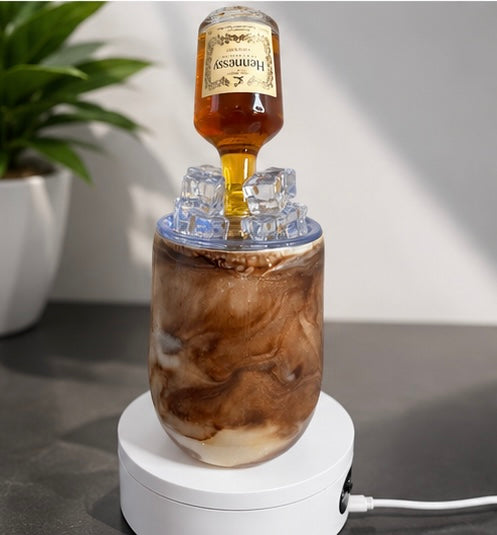 Hennessy-Inspired Resin Wine Tumbler with Bottle Topper & Ice Lid – Handmade Luxury Barware