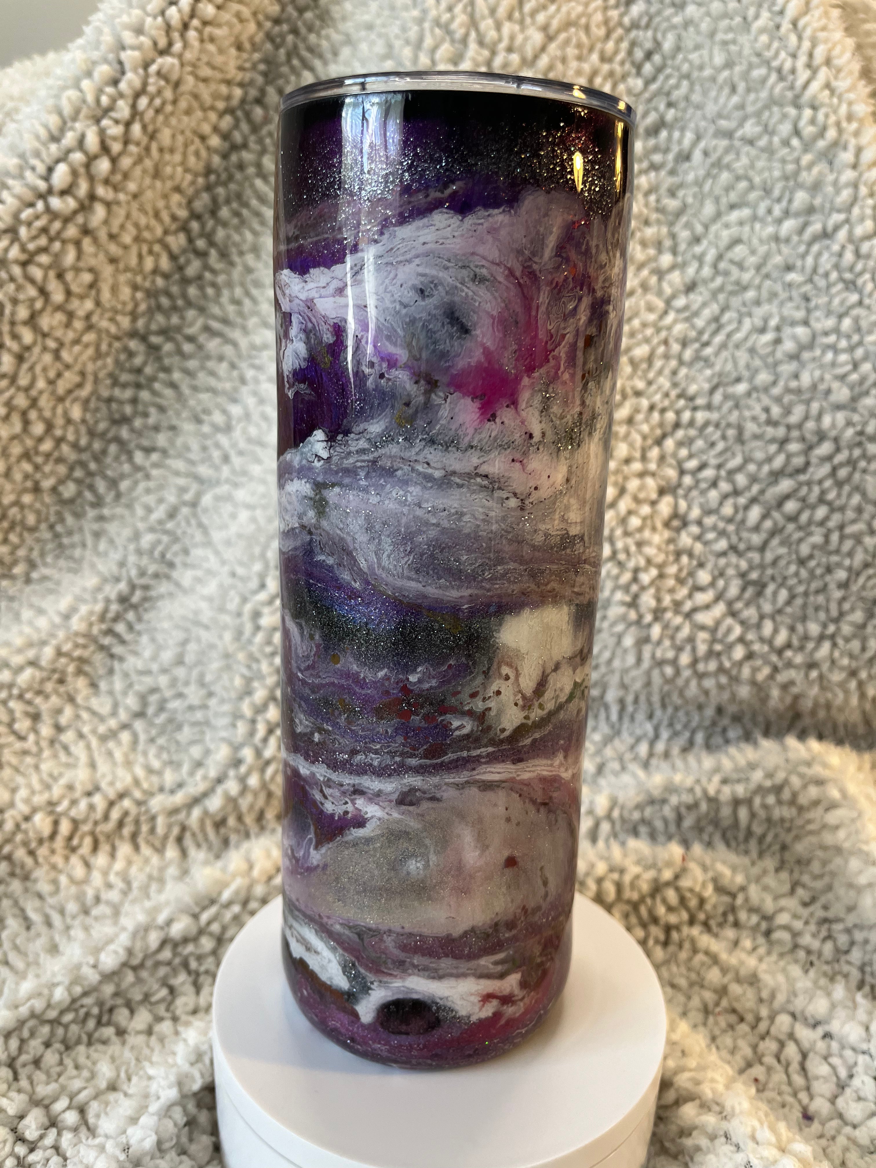 Galaxy Marble Glitter Skinny Tumbler – 20 oz